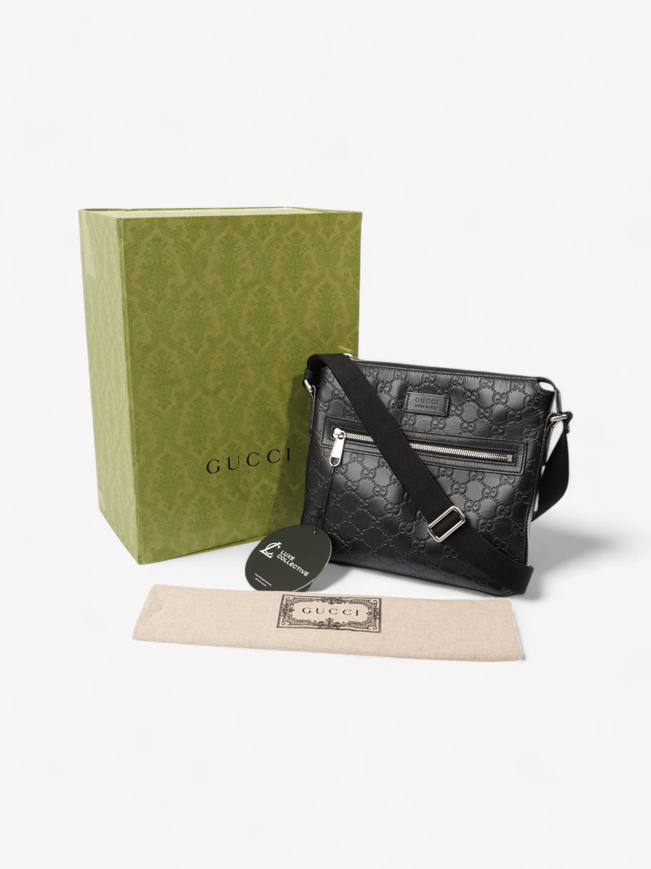 Gucci Signature Messenger Bag Black Leather Image 9