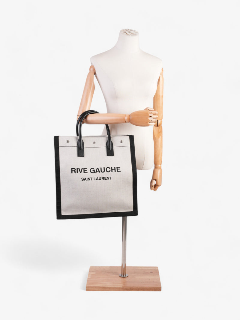  Saint Laurent Rive Gauche Tote Black / White Canvas