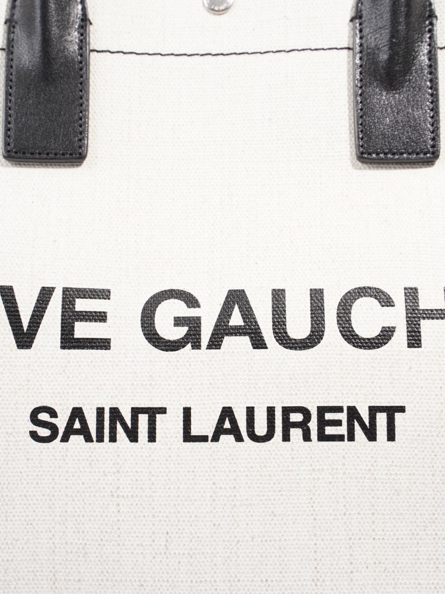 Saint Laurent Rive Gauche Tote Black / White Canvas Image 6