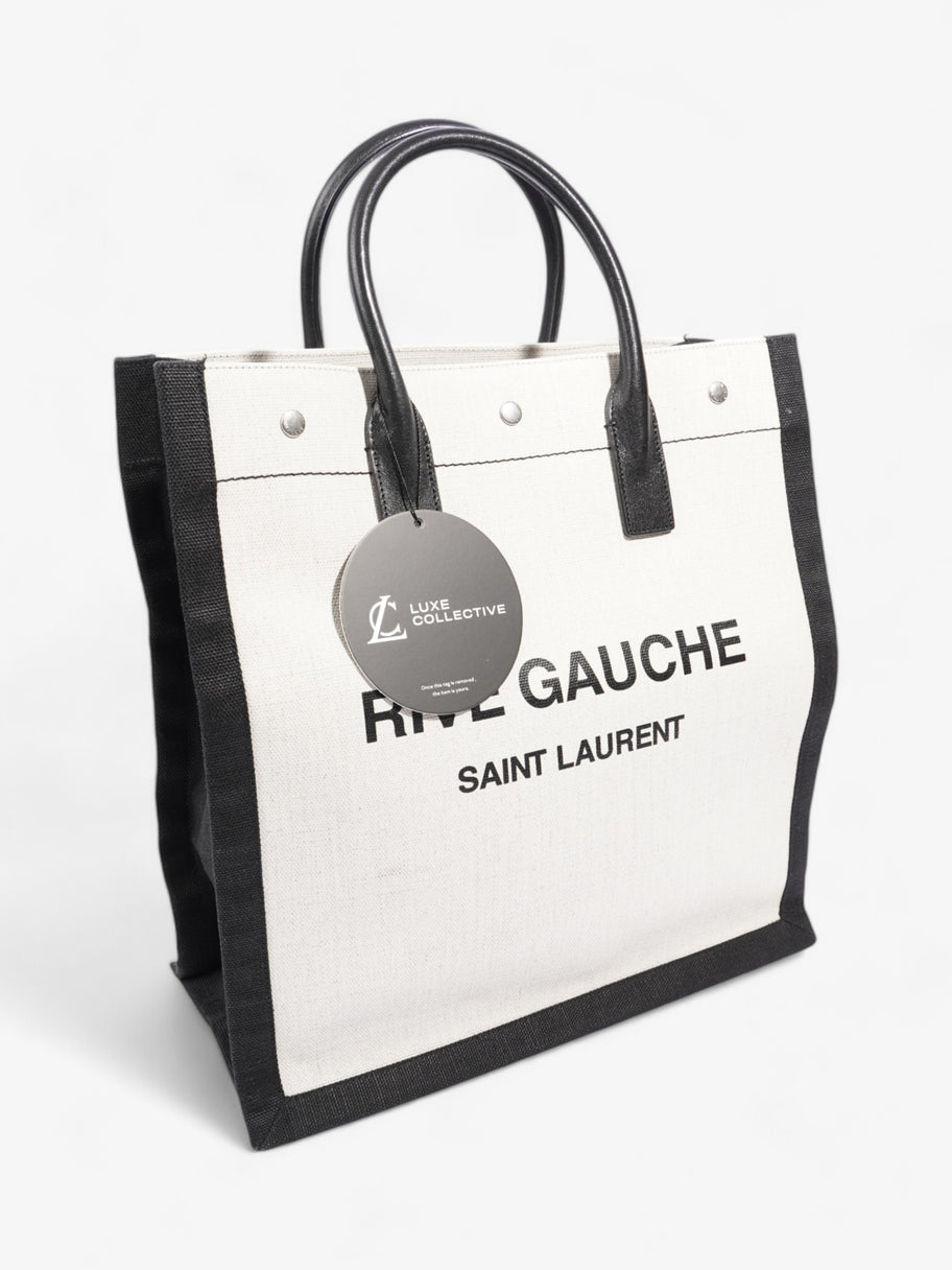 Saint Laurent Rive Gauche Tote Black / White Canvas Image 9