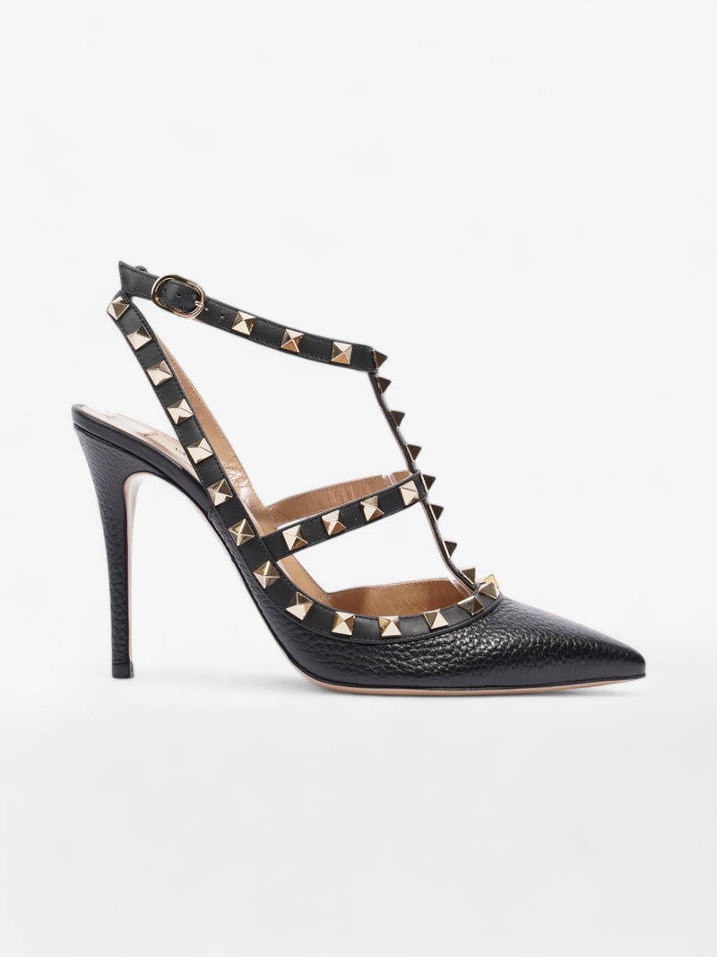  Valentino Rockstud Heels 100 Black / Gold Leather EU 37.5 UK 4.5