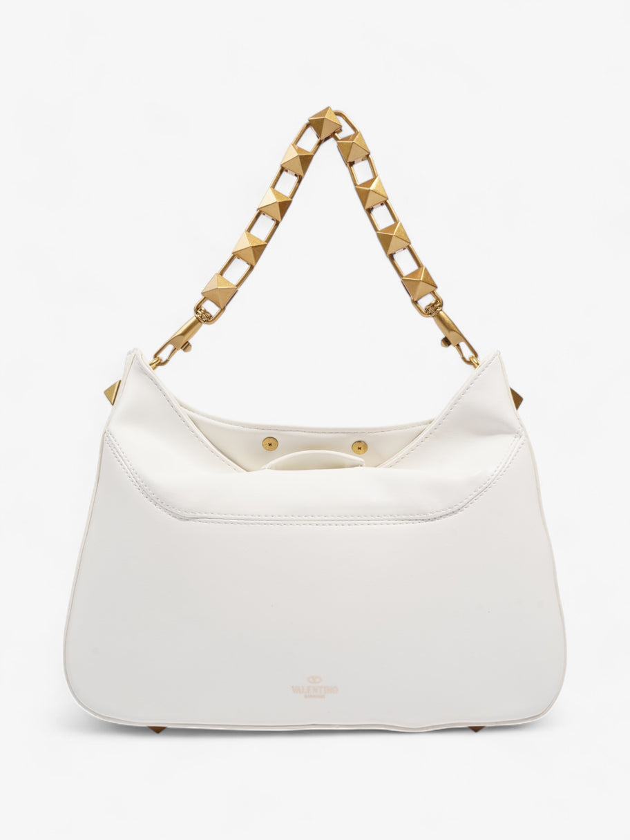 Valentino Stud Logo Hobo White Leather Image 4