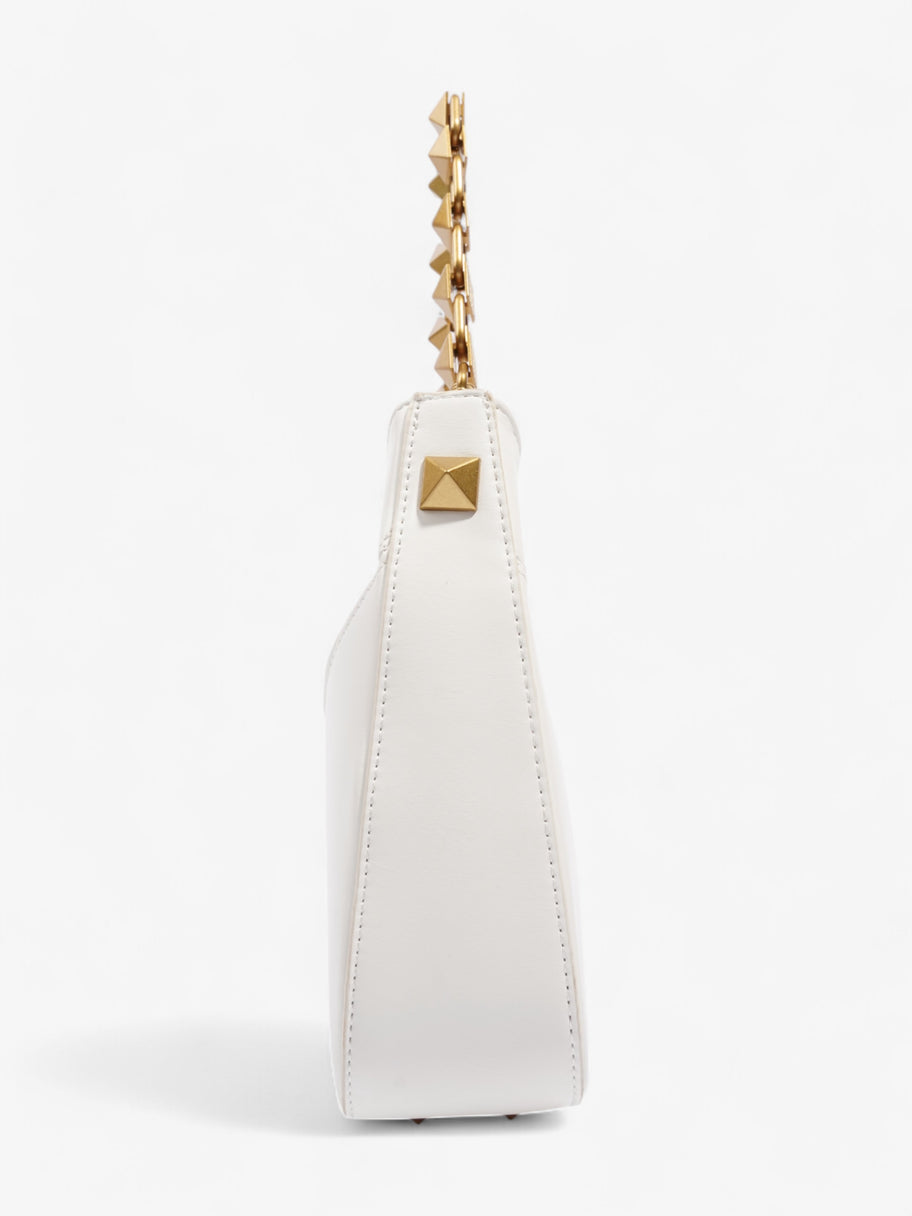 Valentino Stud Logo Hobo White Leather Image 5