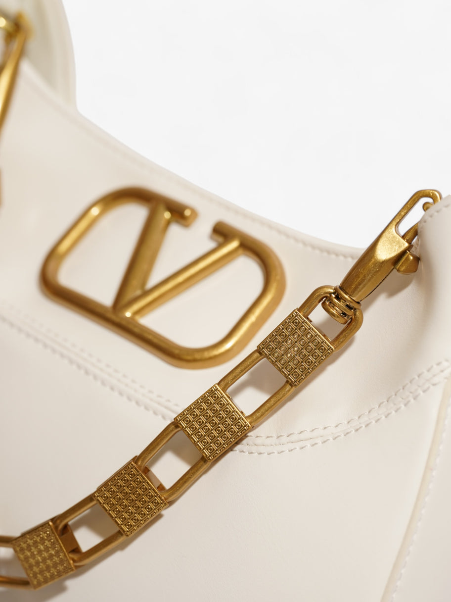 Valentino Stud Logo Hobo White Leather Image 6