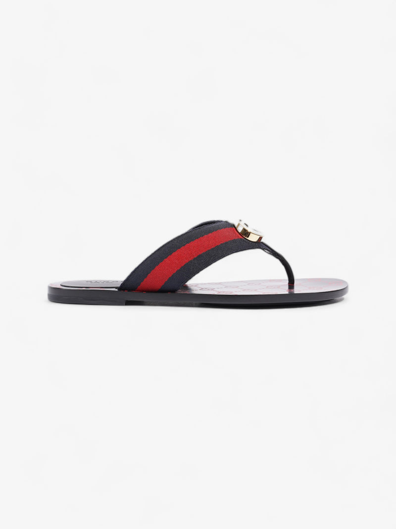  Gucci Web Stripe Thong Sandals Black / Red / Blue Canvas EU 36 UK 3