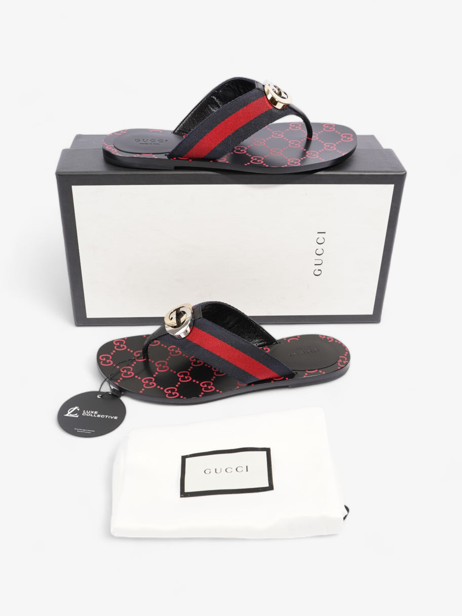 Gucci Web Stripe Thong Sandals Black / Red / Blue Canvas EU 36 UK 3 Image 10