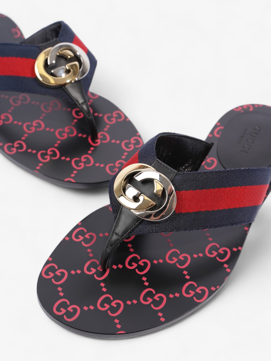 Gucci Web Stripe Thong Sandals Black / Red / Blue Canvas EU 36 UK 3 Image 9