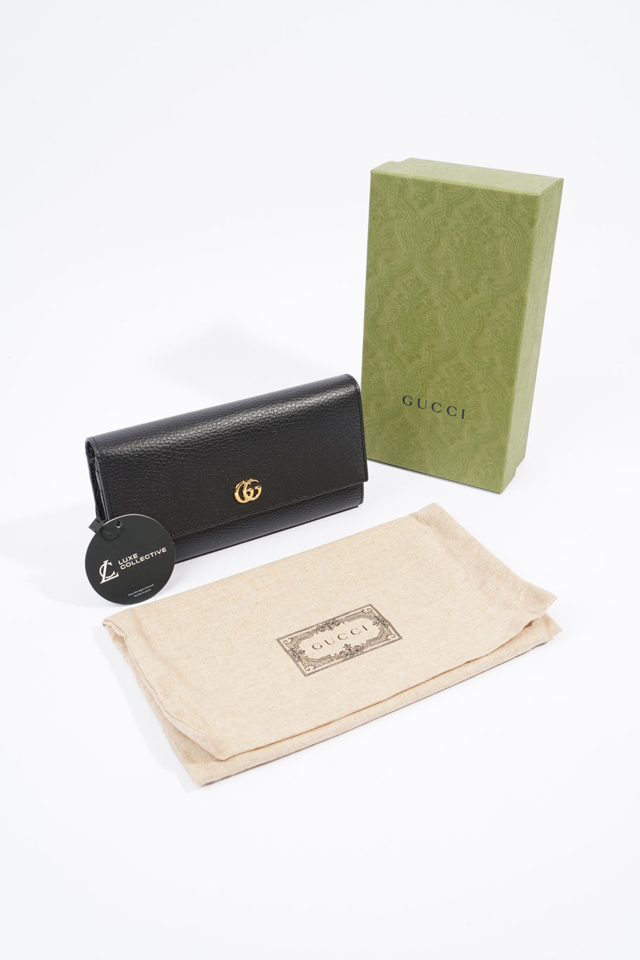 GG Marmont Long Wallet Black Calfskin Leather Luxe Collective