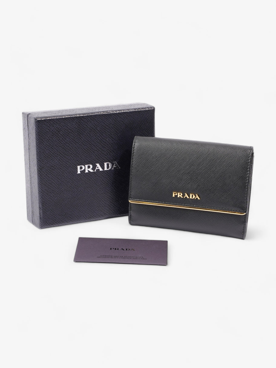 Prada Compact Wallet Black Saffiano Leather Image 10