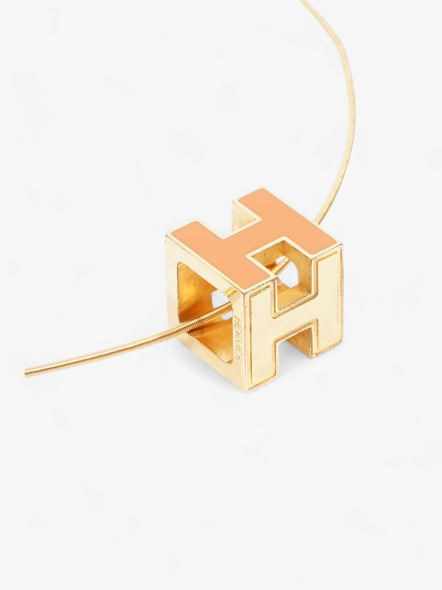 H Cube Necklace Orange Gold Plated 42.5cm Image 3