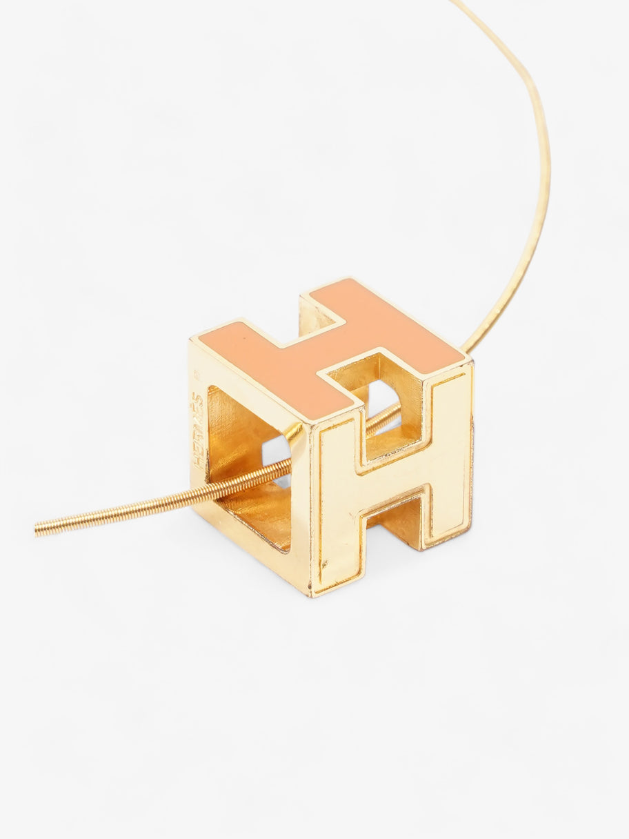 H Cube Necklace Orange Gold Plated 42.5cm Image 4