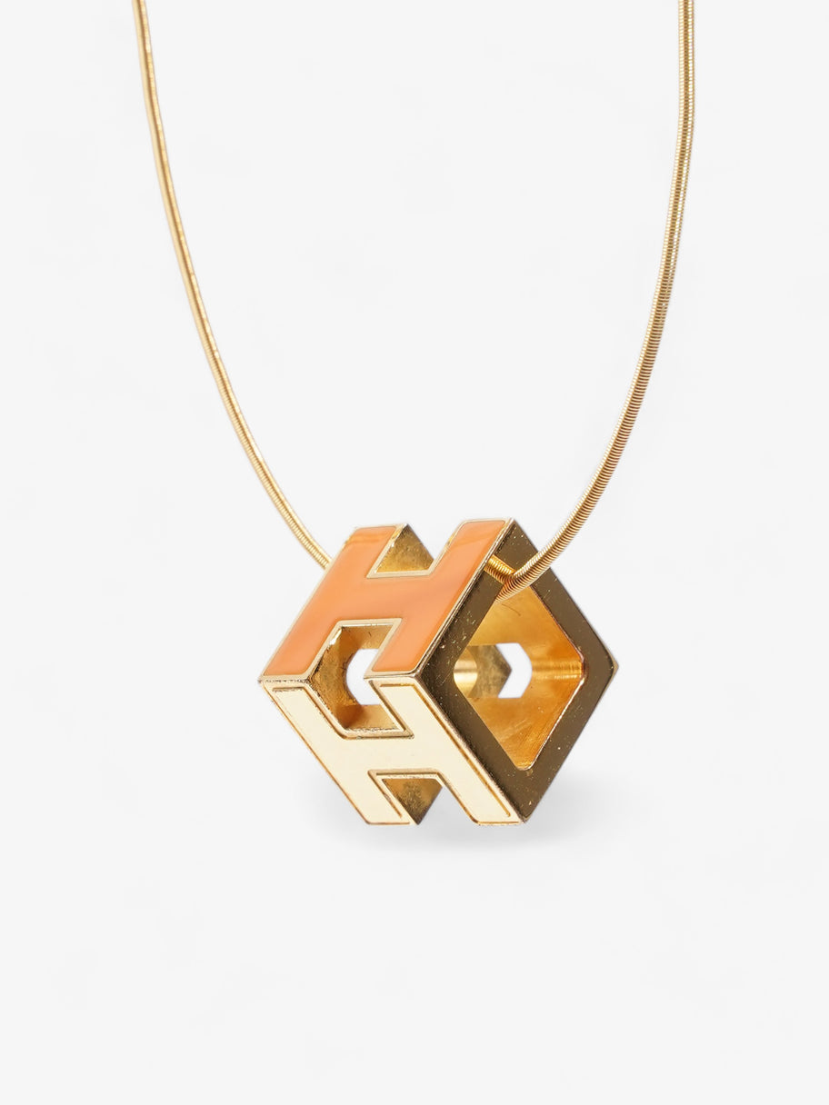 H Cube Necklace Orange Gold Plated 42.5cm Image 6