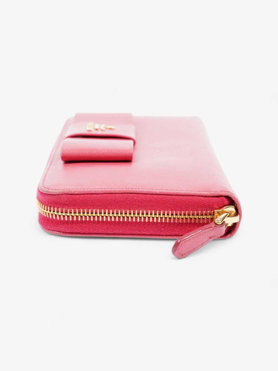 Zippy Ribbon Wallet Pink Saffiano Leather Image 5