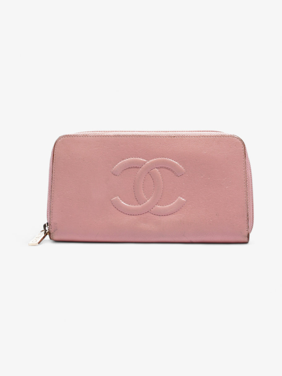 Chanel CC Logo Continental Zip-Around Wallet Pink Caviar Leather Image 1