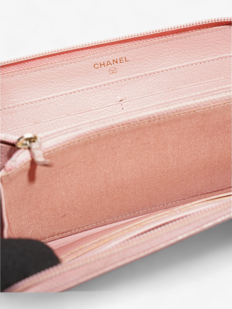 Chanel CC Logo Continental Zip-Around Wallet Pink Caviar Leather Image 8