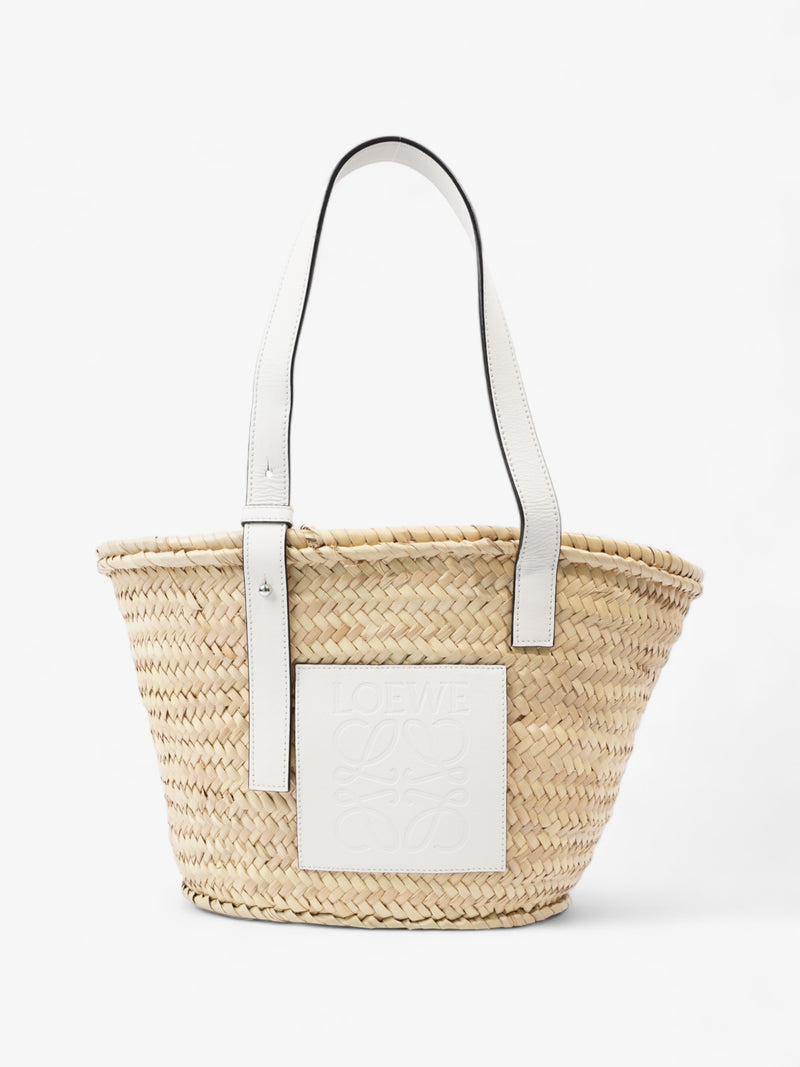  Basket Bag Natural / White Raffia Medium