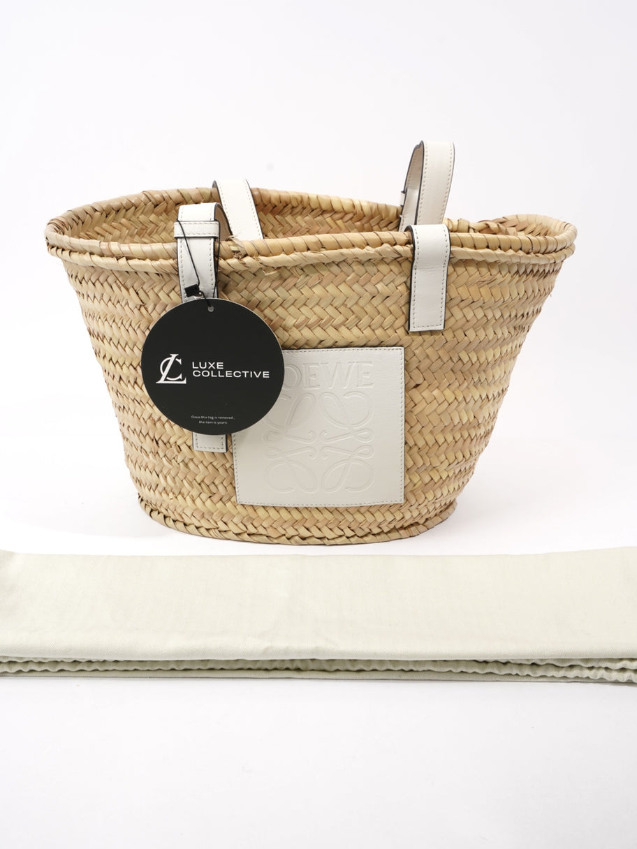 Basket Bag Natural / White Raffia Medium Image 9