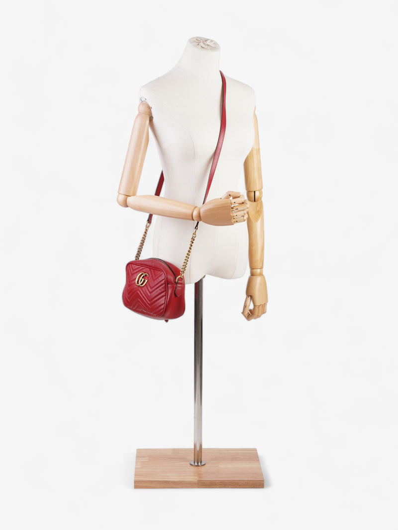  GG Marmont Zip Red Matelasse Leather Small