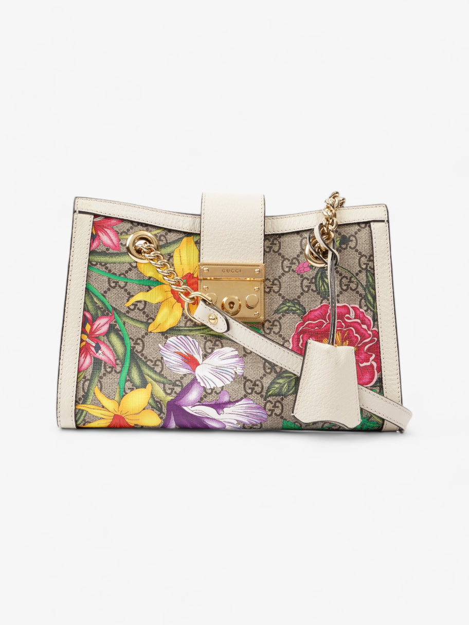 Small Padlock GG Flora / Cream Coated Canvas Image 1