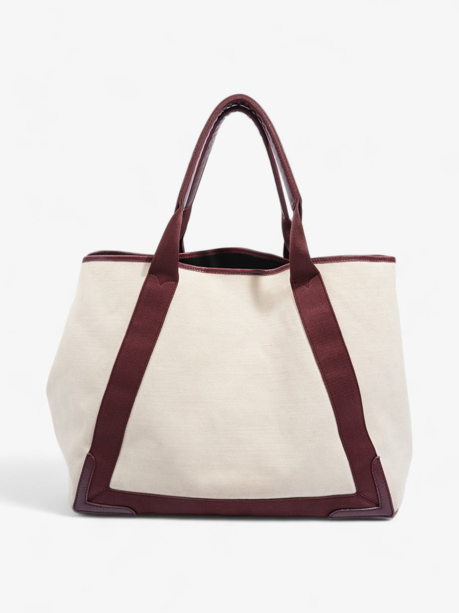 Navy Cabas Tote White / Brown Canvas Image 4