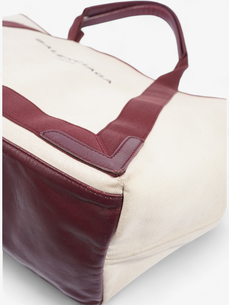 Navy Cabas Tote White / Brown Canvas Image 7