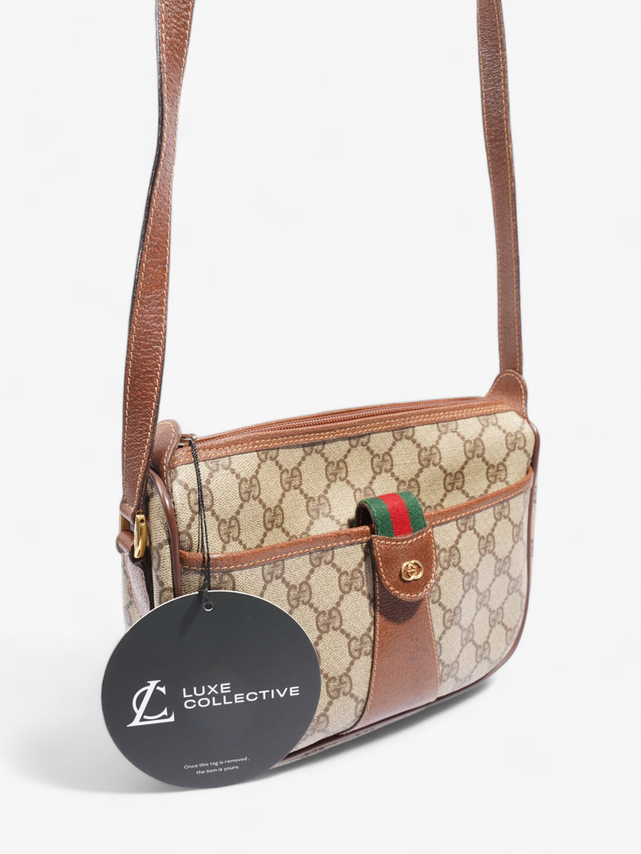 Gucci Old Gucci Sherry Line PVC & leather Shoulder bag Brown 001・58・6177 Supreme Print Coated Canvas Image 10