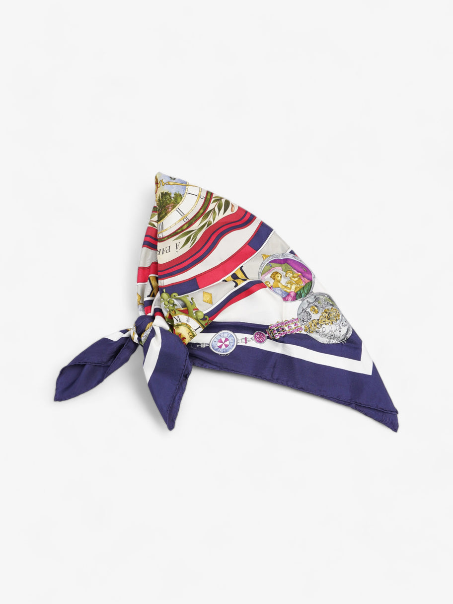 Carré 90 Spending time in flowers Scarf  Navy / Red / White Silk 90 Image 4