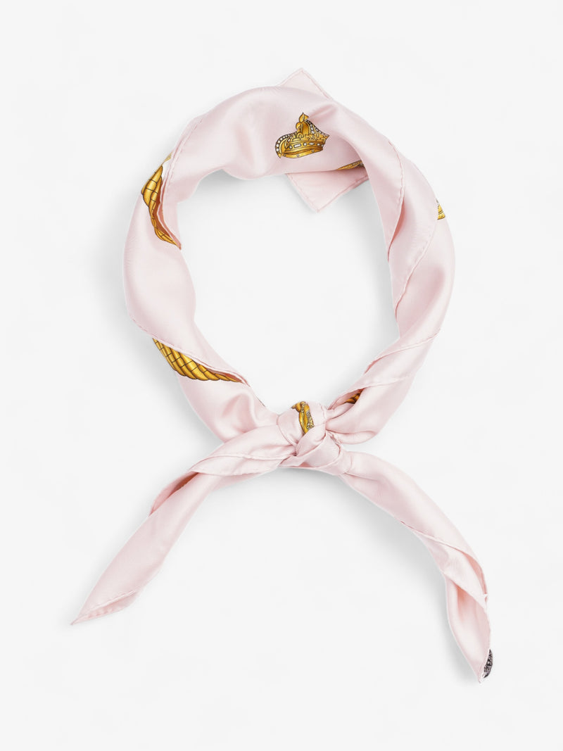  Carré 90 Tambour drums Scarf  Pink / White / Gold Silk 90