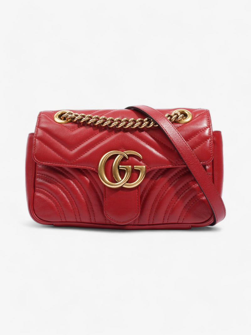  Gucci Marmont Flap Red Matelasse Leather Small