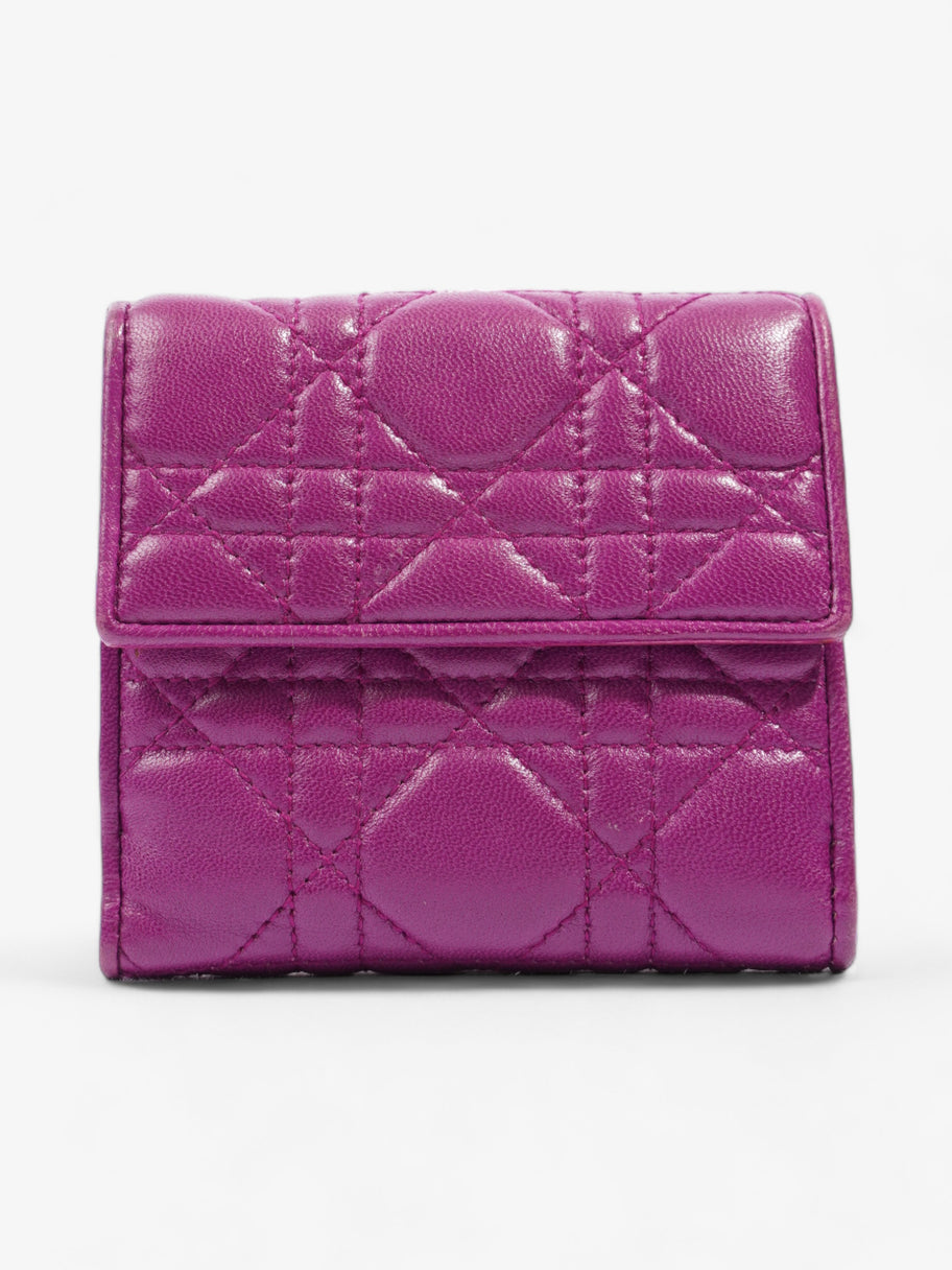 Cannage Lady Dior Lotus Compact Wallet Purple Lambskin Leather Image 1