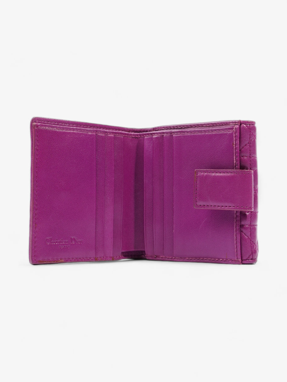 Cannage Lady Dior Lotus Compact Wallet Purple Lambskin Leather Image 6