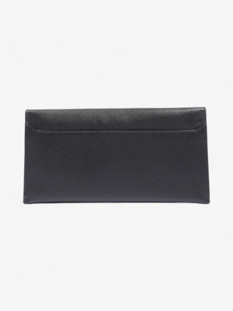  Prada Envelope Wallet Black / Blue Saffiano Leather