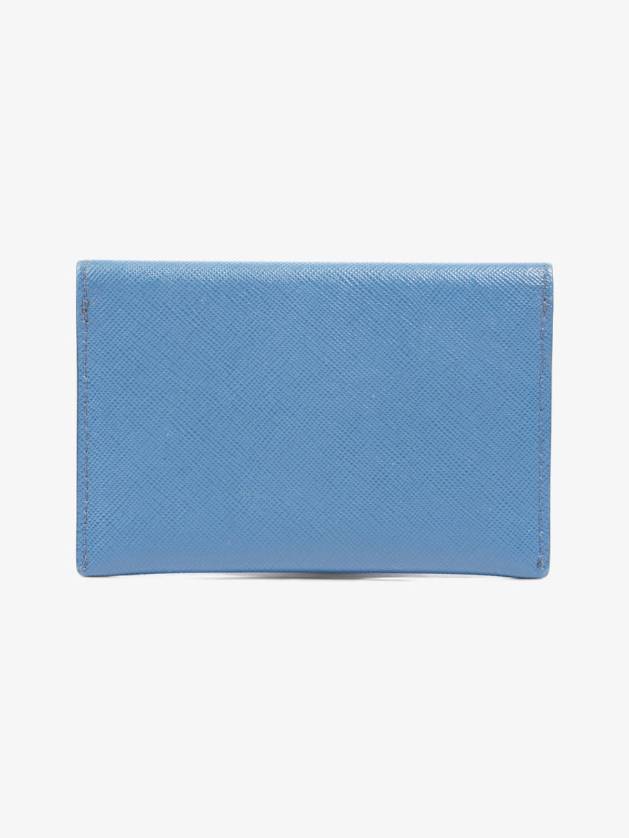 Bifold Card Case Light Blue Saffiano Leather Image 2