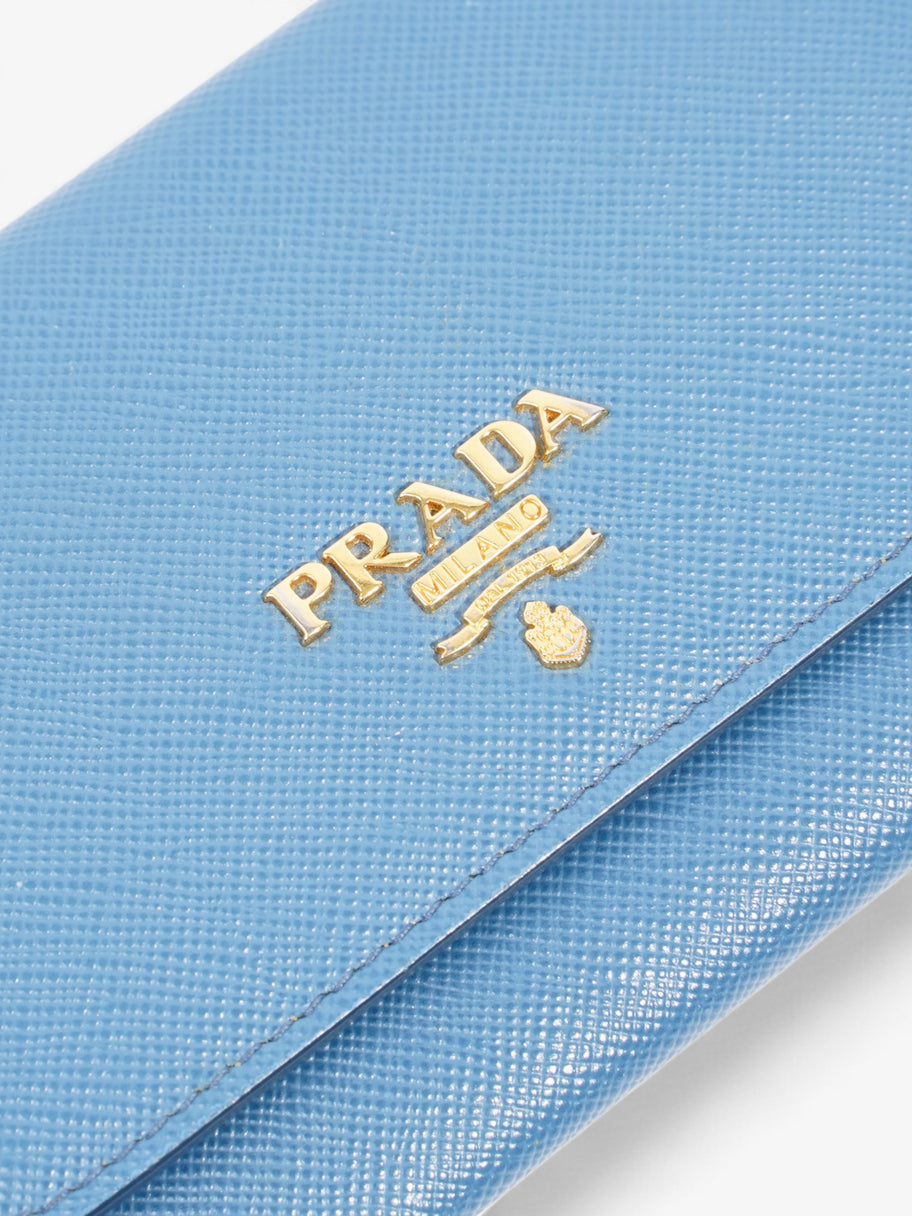 Bifold Card Case Light Blue Saffiano Leather Image 3