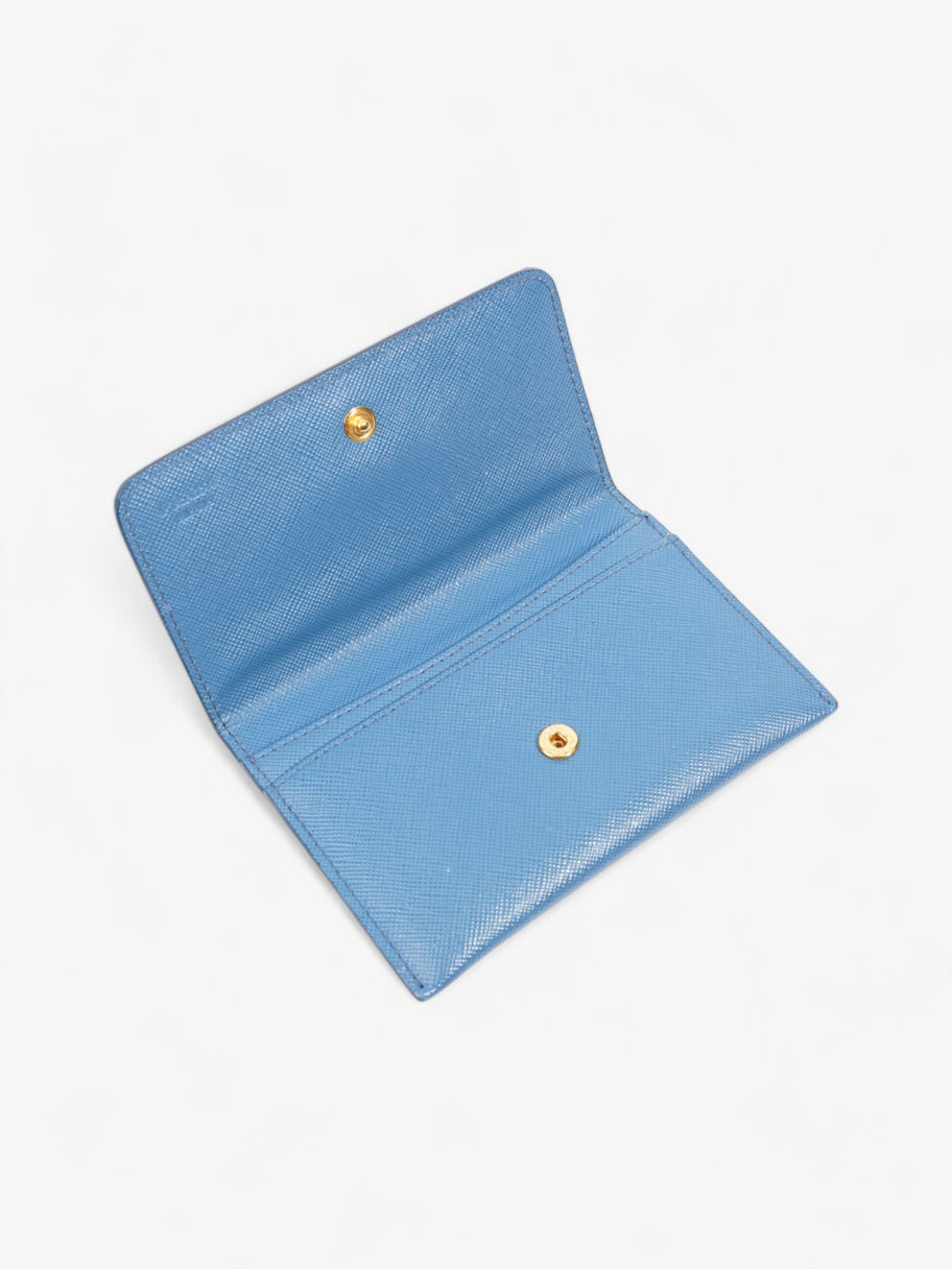 Bifold Card Case Light Blue Saffiano Leather Image 4