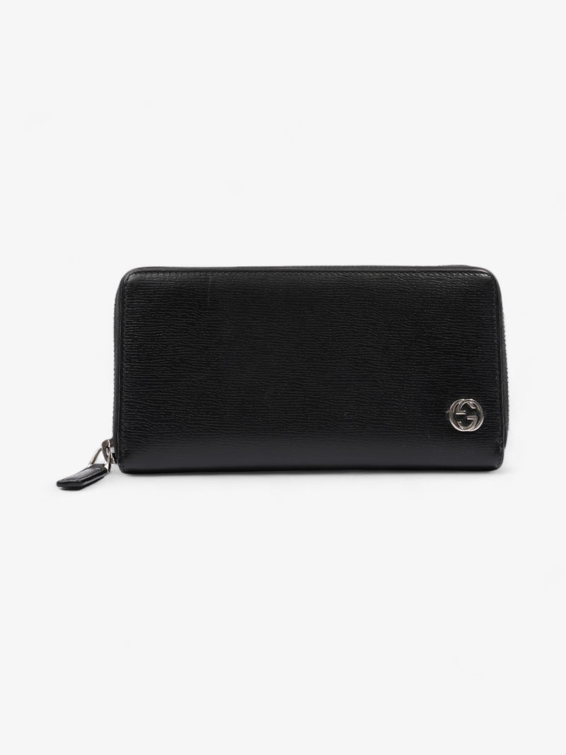  Gucci Interlocking Zip Round Wallet Black Black Leather