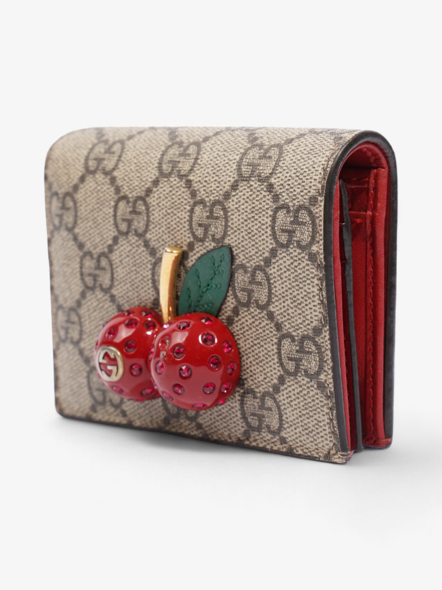 Gucci Cherry Fold Over Wallet GG Supreme Red Green Coated Canvas Luxe Collective