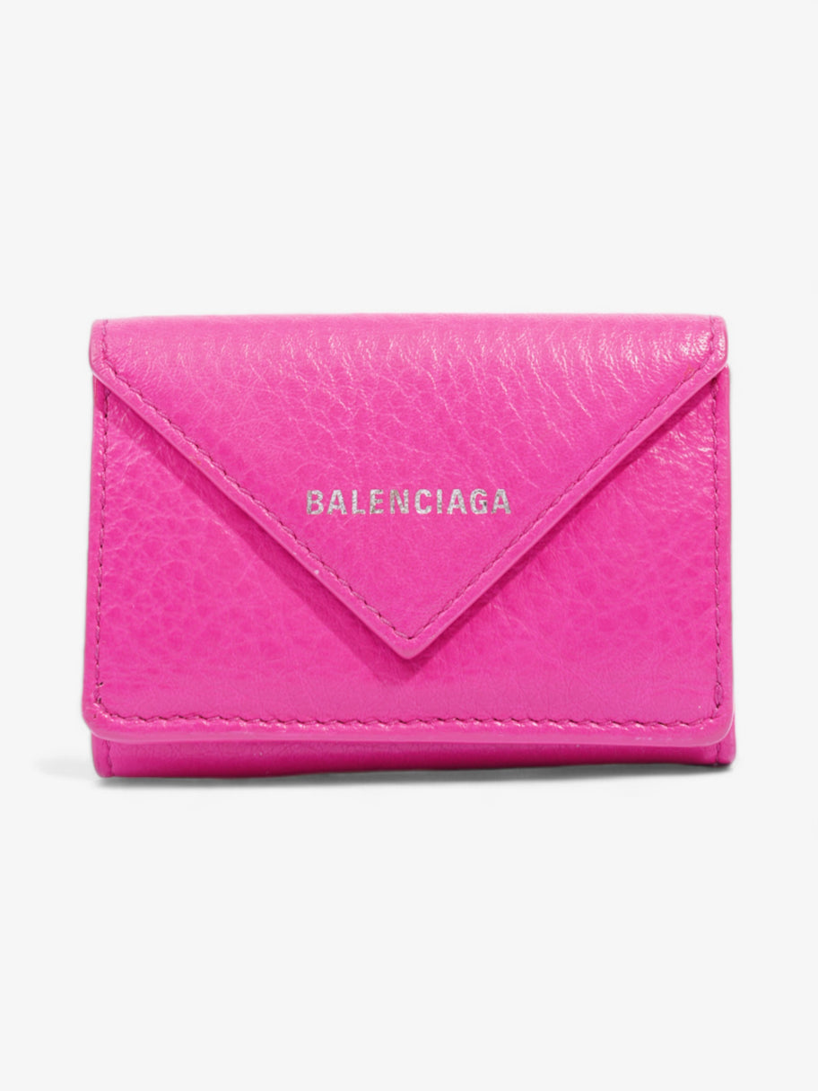 Balenciaga Papier Compact Wallet Neon Pink Leather Mini Image 1