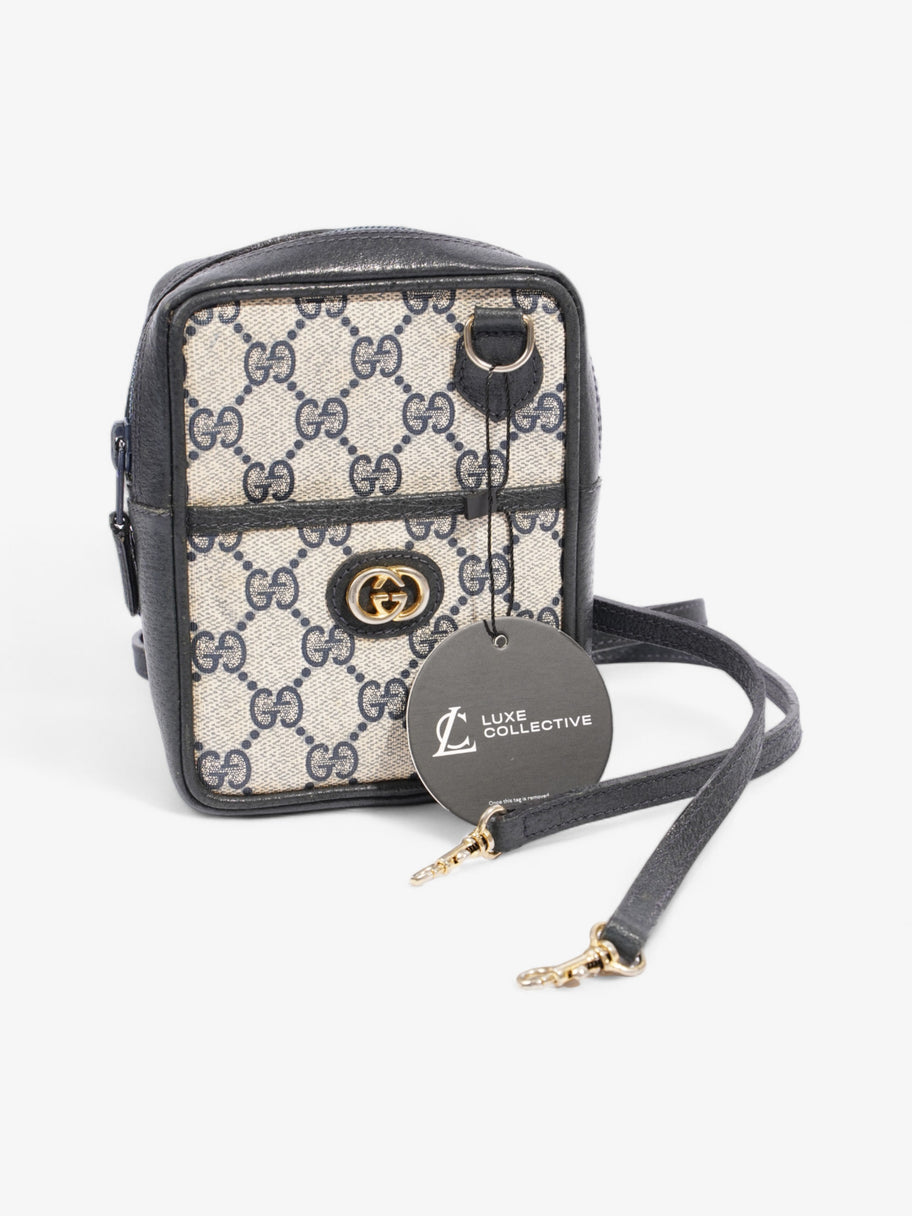 Gucci GG Supreme Shoulder Bag  Navy / Beige Leather Image 9