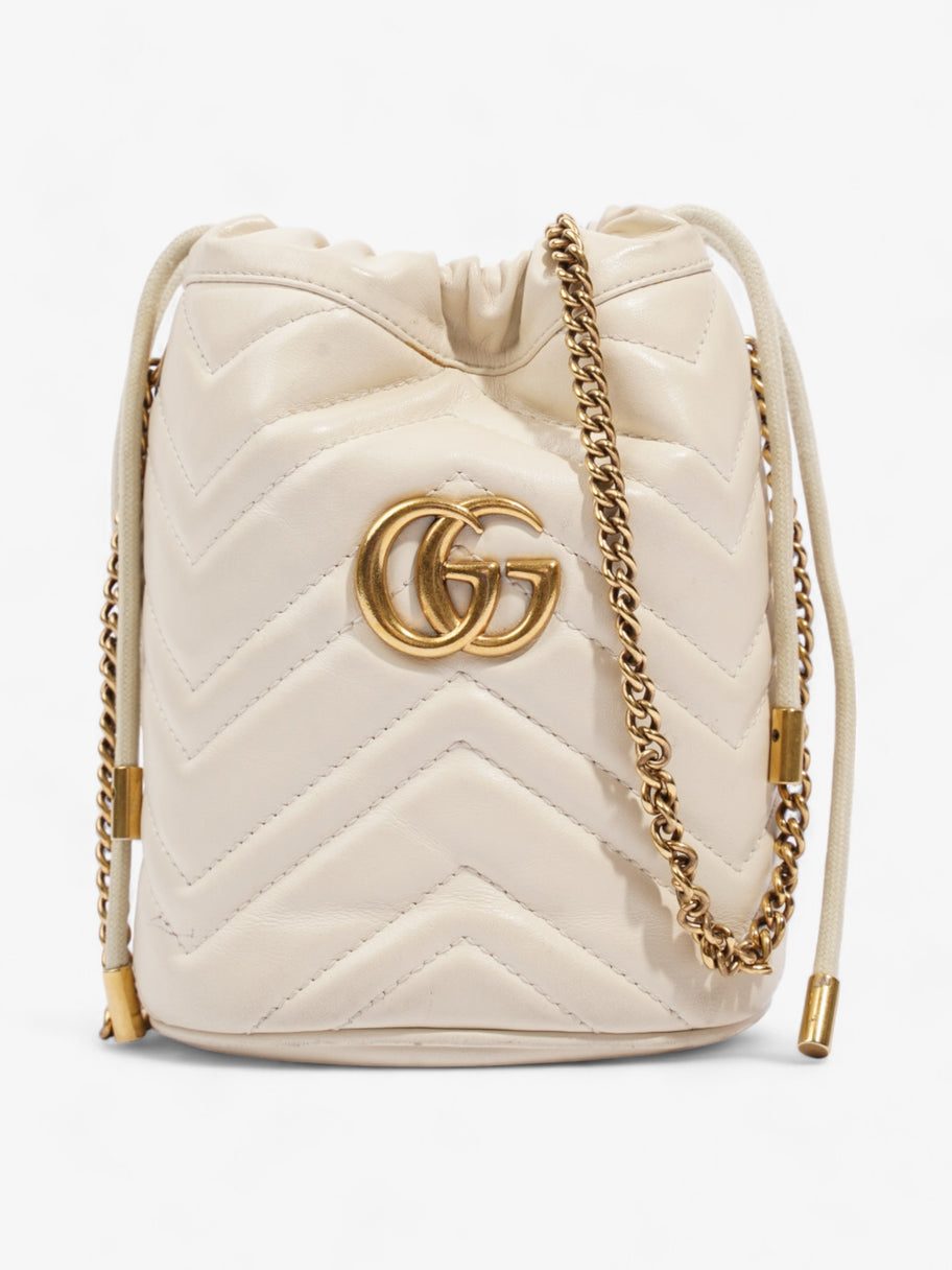 Gucci Marmont Bucket Bag White Leather Image 1