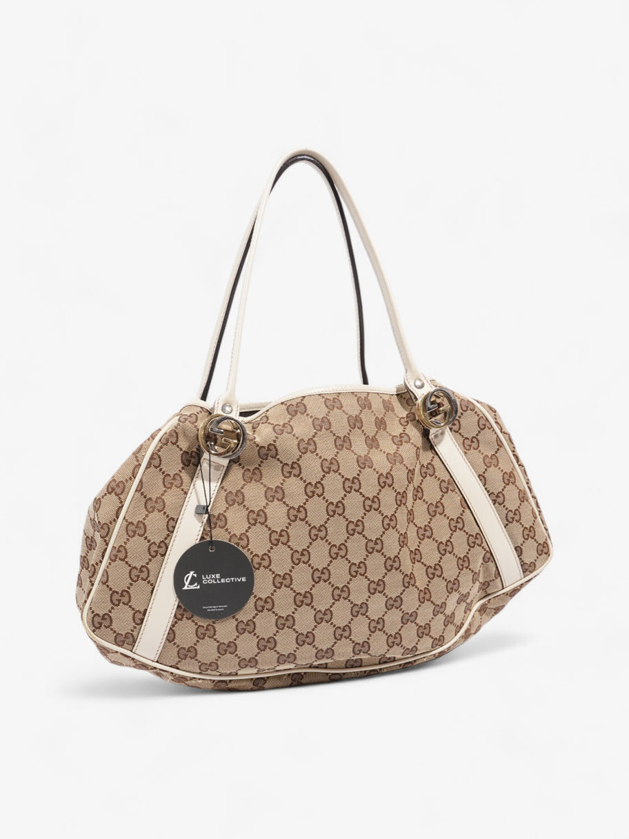 Gucci Twins Tote Beige And Ebony GG Supreme / White Canvas Image 10