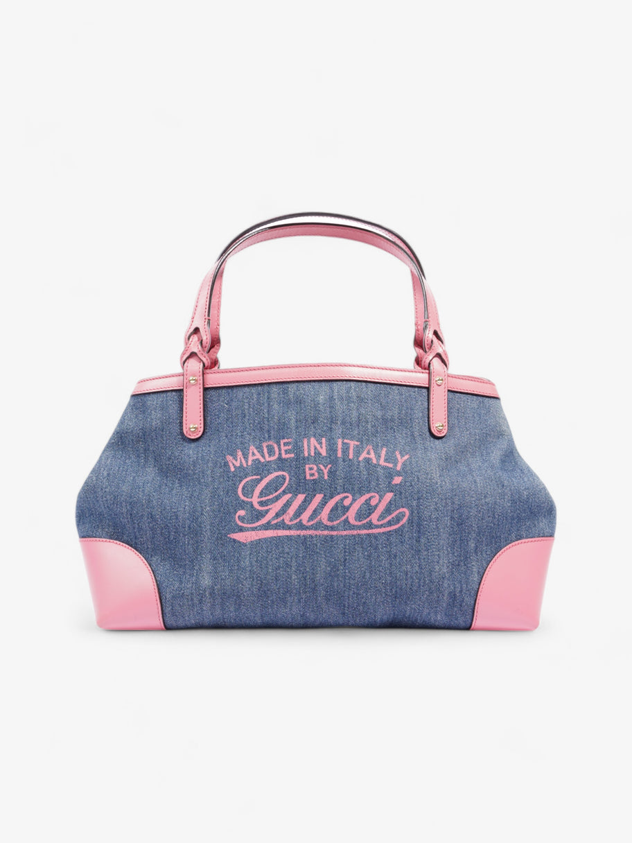 Gucci Craft Gucci Logo Tote Bag Blue / Pink Denim Image 1