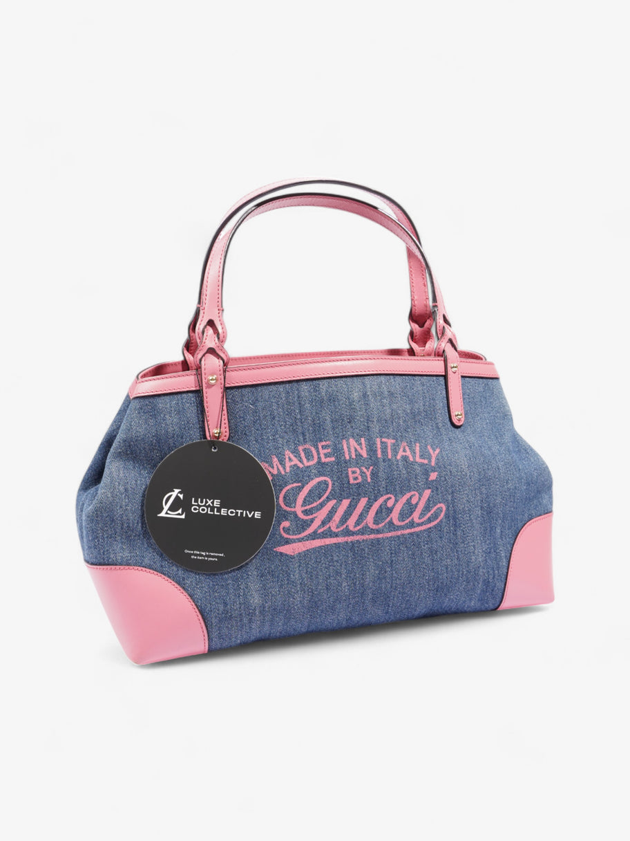 Gucci Craft Gucci Logo Tote Bag Blue / Pink Denim Image 11