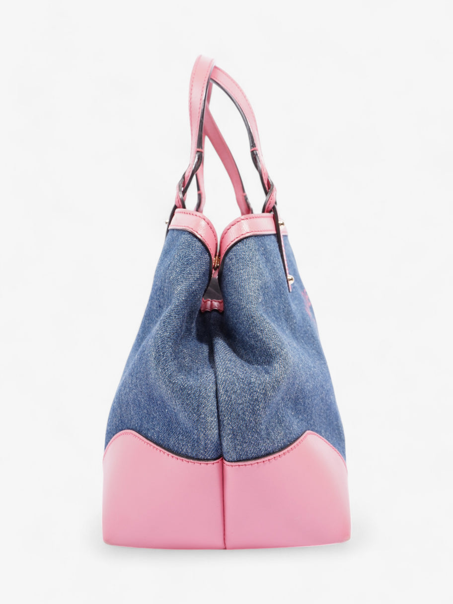 Gucci Craft Gucci Logo Tote Bag Blue / Pink Denim Image 5