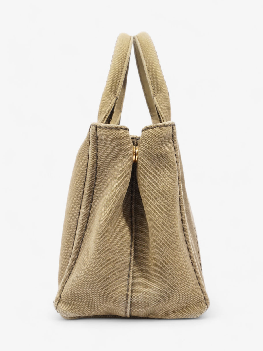 Prada Canapa 2 Way Handbag Khaki Cotton Image 3