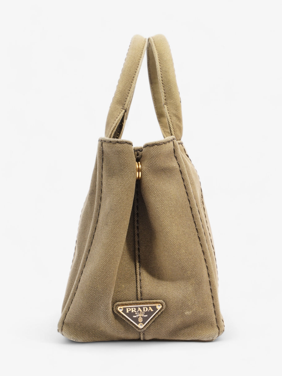 Prada Canapa 2 Way Handbag Khaki Cotton Image 5