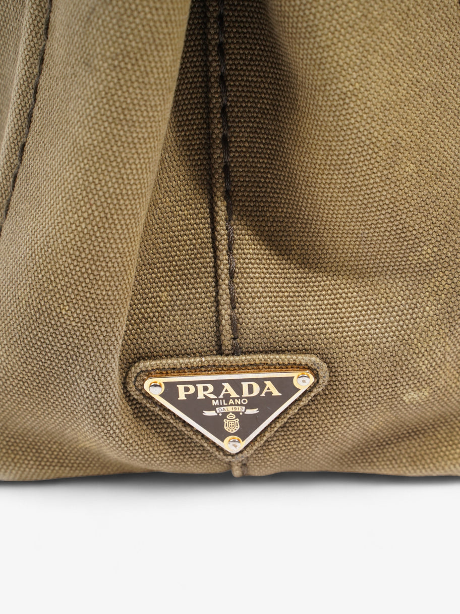 Prada Canapa 2 Way Handbag Khaki Cotton Image 6