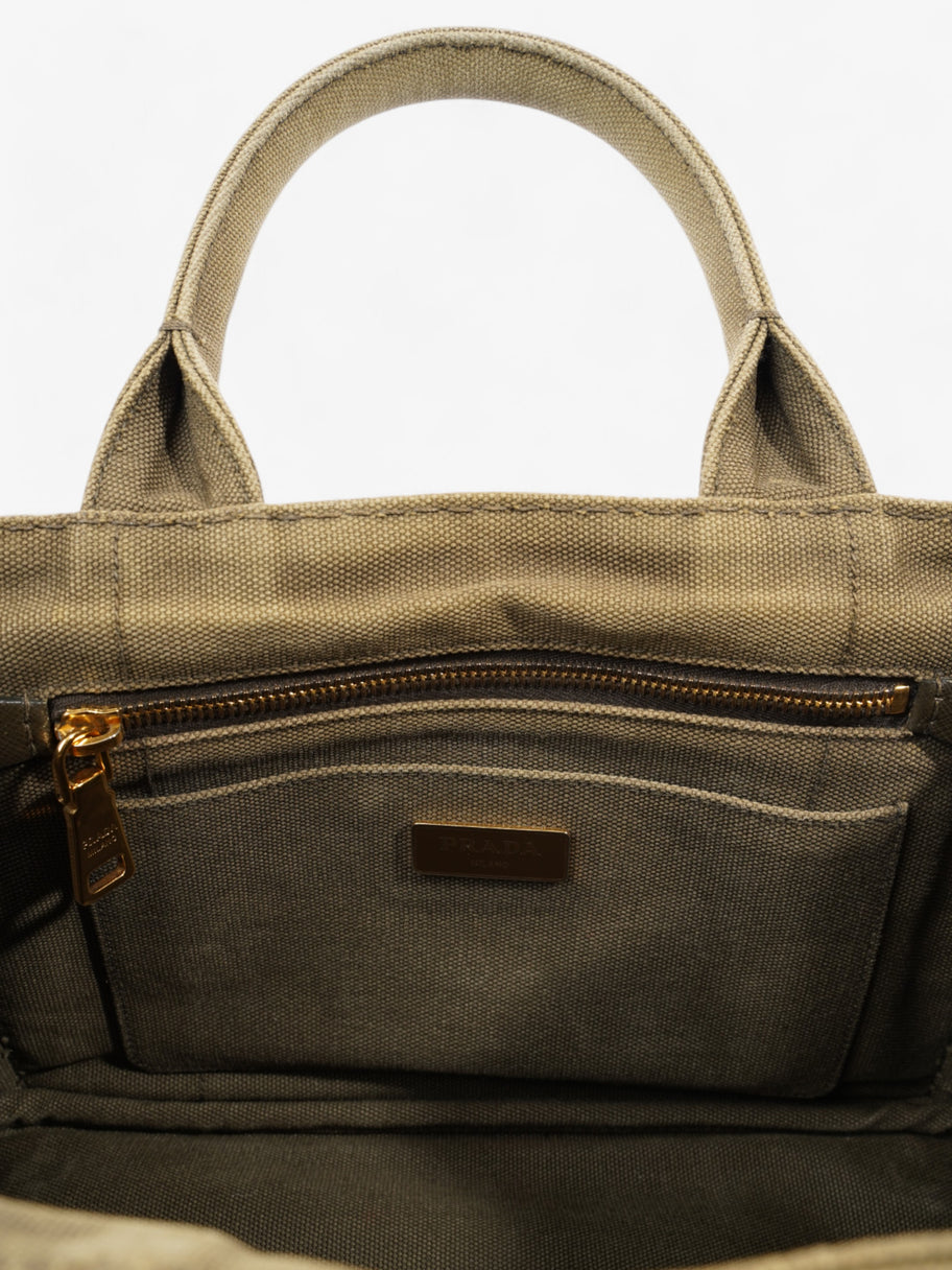 Prada Canapa 2 Way Handbag Khaki Cotton Image 9