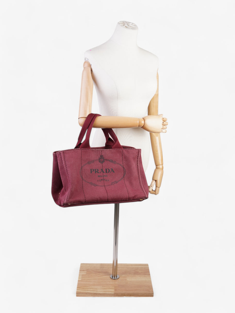 Prada Prada Canapa 2 Way Handbag Bordeaux Cotton Image 2