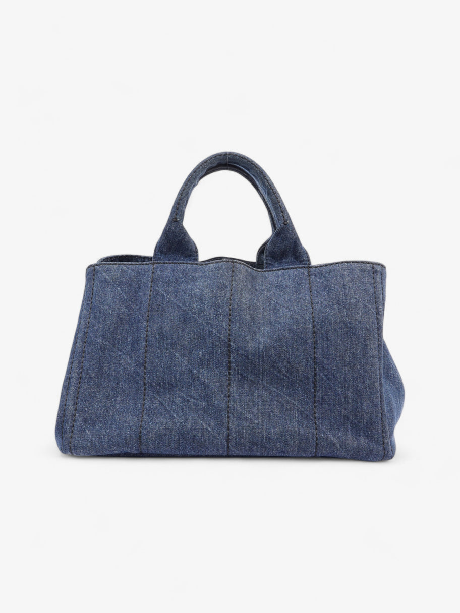 Prada Canapa Handbag Blue Denim Image 4